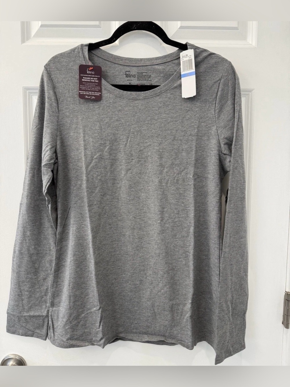 NWT Women’s Felina Long Sleeve Crew Neck Shirt Cotton Modal Grey XL